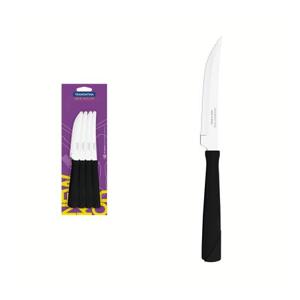 Conjunto de Facas para Churrasco Tramontina New Kolor com Lâminas em Aço Inox e Cabos de Polipropileno Preto 12 Peças