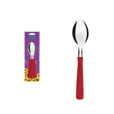 Conjunto de Colheres de Mesa Tramontina New Kolor com Lâminas em Aço Inox e Cabos de Polipropileno Vermelho 3 Peças