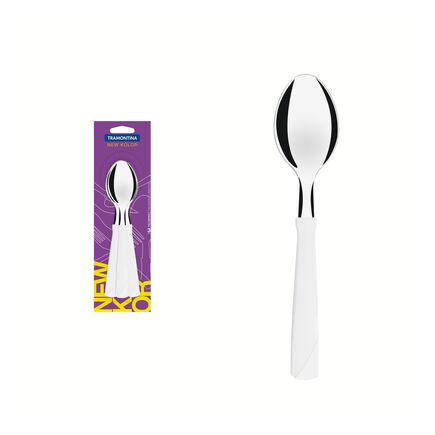 Conjunto de Colheres de Mesa Tramontina New Kolor com Lâminas em Aço Inox e Cabos de Polipropileno Branco 3 Peças