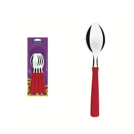Conjunto de Colheres de Mesa Tramontina New Kolor com Lâminas em Aço Inox e Cabos de Polipropileno Vermelho 12 Peças