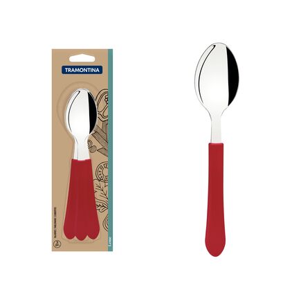 Conjunto de Colheres de Mesa Tramontina Leme com Lâminas em Aço Inox e Cabos de Polipropileno Vermelho 3 Peças