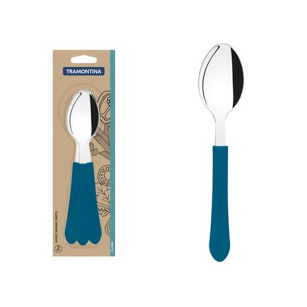 Conjunto de Colheres de Mesa Tramontina Leme com Lâminas em Aço Inox e Cabos de Polipropileno Azul Oceano 3 peças