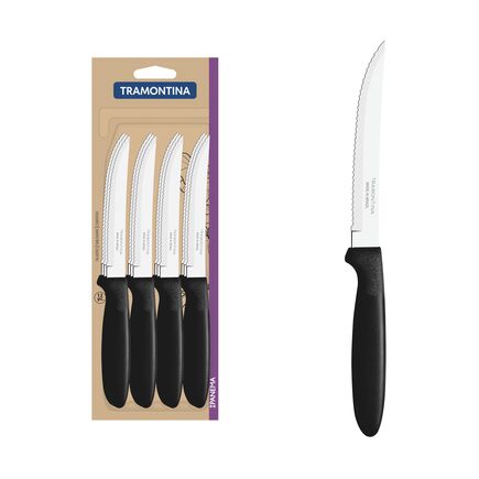 Conjunto de Facas para Churrasco Tramontina Ipanema com Lâminas em Aço Inox e Cabos de Polipropileno Preto 12 Peças