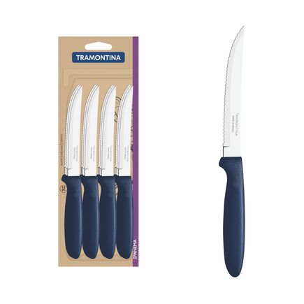Conjunto de Facas para Churrasco Tramontina Ipanema com Lâminas em Aço Inox e Cabos de Polipropileno Azul 12 Peças