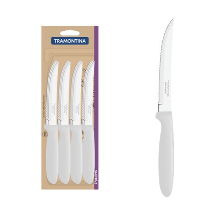 Conjunto de Facas para Churrasco Tramontina Ipanema com Lâminas em Aço Inox e Cabos de Polipropileno Branco 12 Peças