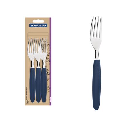 Conjunto de Garfos de Mesa Tramontina Ipanema com Lâminas em Aço Inox e Cabos de Polipropileno Azul 3 Peças