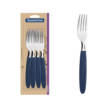 Conjunto de Garfos de Mesa Tramontina Ipanema com Lâminas em Aço Inox e Cabos de Polipropileno Azul 12 Peças