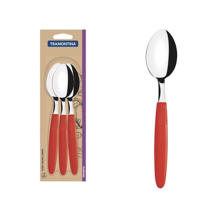 Conjunto de Colheres de Mesa Tramontina Ipanema com Lâminas em Aço Inox e Cabos de Polipropileno Vermelho 3 Peças
