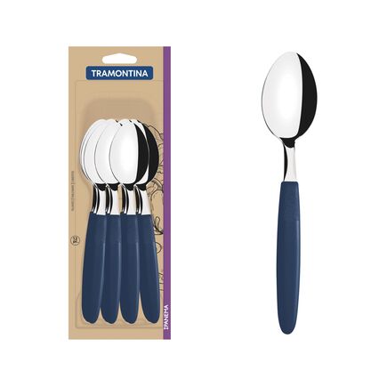 Conjunto de Colheres de Mesa Tramontina Ipanema com Lâminas em Aço Inox e Cabos de Polipropileno Azul 12 Peças
