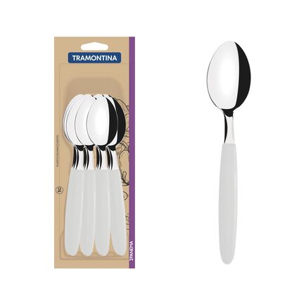 Conjunto de Colheres de Mesa Tramontina Ipanema com Lâminas em Aço Inox e Cabos de Polipropileno Branco 12 Peças