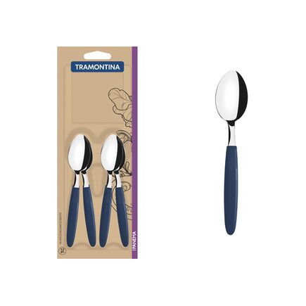 Conjunto de Colheres para Chá Tramontina Ipanema com Lâminas em Aço Inox e Cabos de Polipropileno Azul 12 Peças