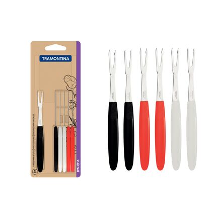 Conjunto de Garfos para Petiscos Tramontina Ipanema com Lâminas em Aço Inox e Cabos de Polipropileno Colorido 6 Peças