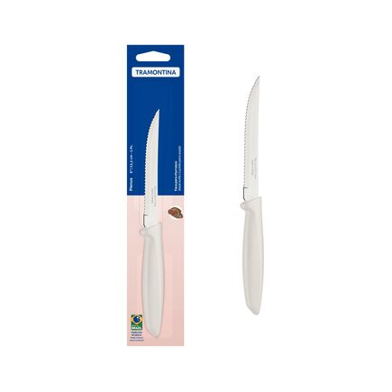 Faca para Churrasco e Frutas Tramontina Plenus com Lâmina em Aço Inox e Cabo de Polipropileno Off White 5