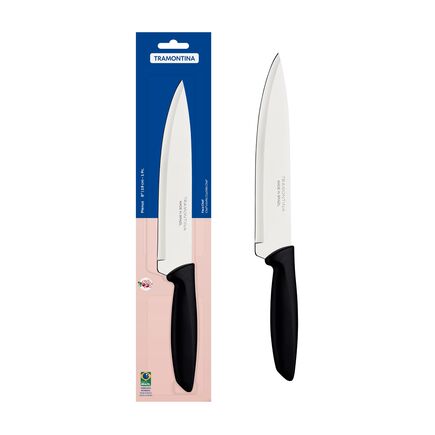 Faca Chef Tramontina Plenus com Lâmina em Aço Inox e Cabo de Polipropileno Preto 8