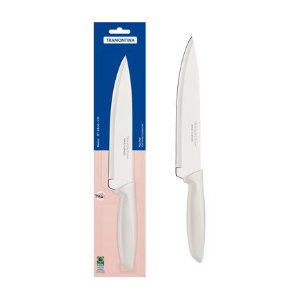 Faca Chef Tramontina Plenus com Lâmina em Aço Inox e Cabo de Polipropileno Off White 8