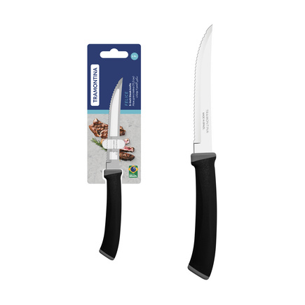 Faca para Churrasco Tramontina Felice com Lâmina em Aço Inox com Fio Liso e Cabo de Polipropileno Preto 5