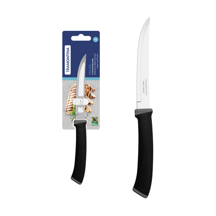 Faca para Churrasco Tramontina Felice com Lâmina em Aço Inox com Fio Liso e Cabo de Polipropileno Preto 5