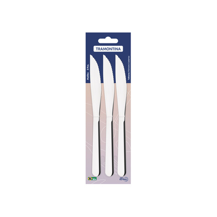 Conjunto de Facas para Churrasco Tramontina Malibu em Aço Inox 03 Peças