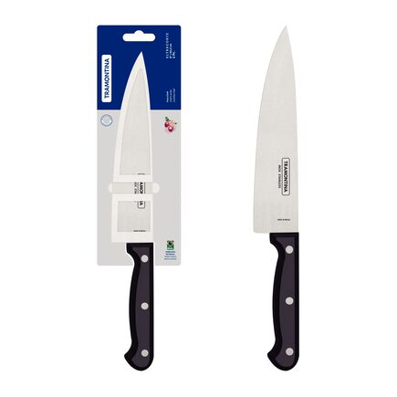 Faca Chef Tramontina Ultracorte com Lâmina em Aço Inox e Cabo de Polipropileno Preto 8