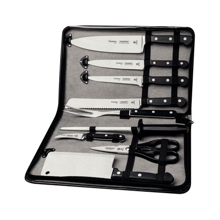 Kit Chef Tramontina com Lâminas em Aço Inox e Cabos em Policarbonato e Fibra de Vidro com Estojo 10 Peças