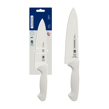 Faca Chef Tramontina Premium com Lâmina em Aço Inox e Cabo de Polipropileno Branco 8