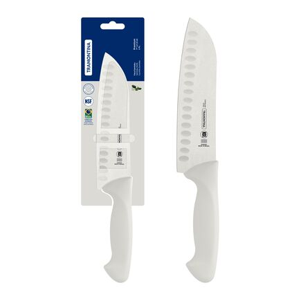 Faca Santoku Tramontina Premium com Lâmina de Aço Inox e Cabo de Polipropileno Branco 7