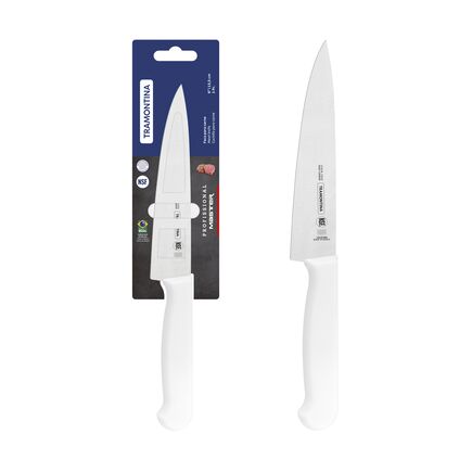 Faca para Carne Tramontina Profissional Master com Lâmina de Aço Inox e Cabo de Polipropileno Branco com Proteção Antimicrobiana 6
