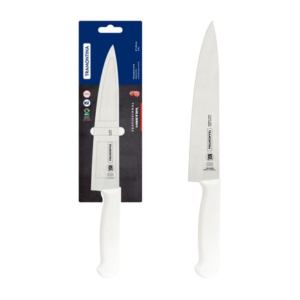 Faca para Carne Tramontina Profissional Master com Lâmina de Aço Inox e Cabo de Polipropileno Branco com Proteção Antimicrobiana 8