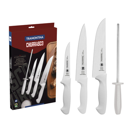 Jogo de Facas para Churrasco Tramontina em Aço Inox com Cabo Polipropileno 4 Peças
