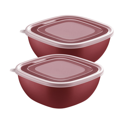 Jogo de Potes Tramontina MixColor em Polipropileno Vermelho com Tampa Transparente 2L 2 Peças
