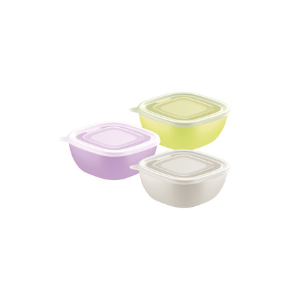 Conjunto de Potes Tramontina MixColor em Polipropileno Misto com Tampa Transparente 600 ml 03 Peças