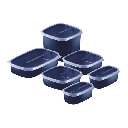 Jogo de Potes Tramontina MixColor em Polipropileno Azul com Tampa Transparente 6 Peças