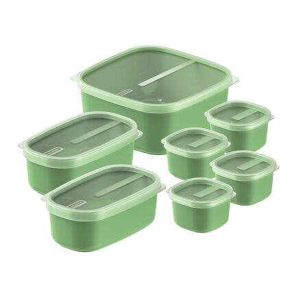 Jogo de Potes Tramontina MixColor em Polipropileno Verde Sálvia com Tampa Transparente 7 Peças