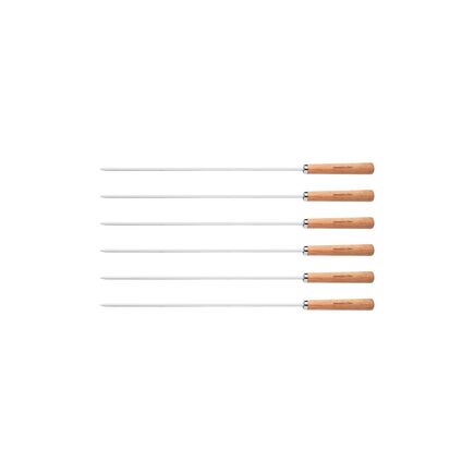Conjunto de Espetinhos Tramontina em Aço Inox com Cabo de Madeira 50 cm 6 Peças