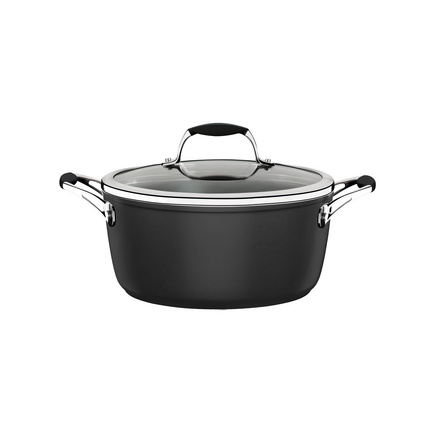 Caçarola Tramontina em Alumínio com Revestimento Interno e Externo Antiaderente Starflon Preto com Tampa de Vidro 22 cm 3,5 L
