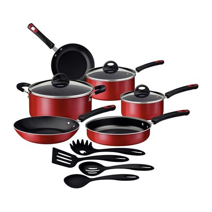 Kit Cozinha Tramontina Everyday em Alumínio com Revestimento Interno em Antiaderente Starflon Max e Externo Siliconado Vermelho 10 Peças
