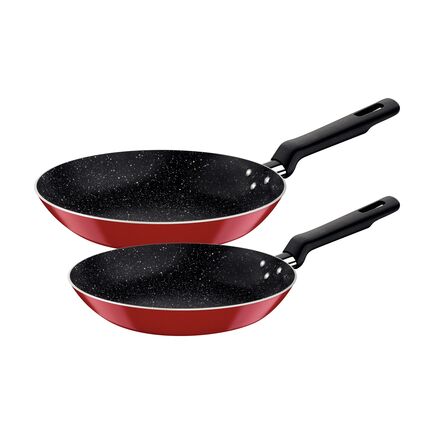 Jogo de Frigideiras Tramontina em Alumínio com Revestimento Interno de Antiaderente Starflon Max e Externo Siliconado Vermelho 02 Peças