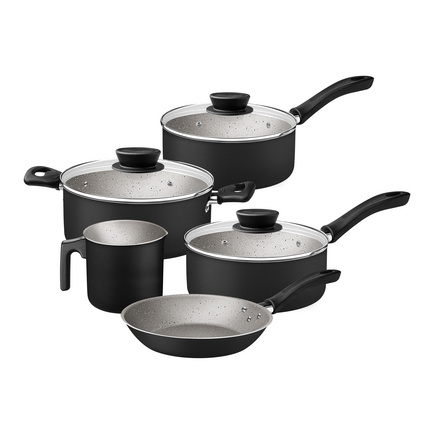 Jogo de Panelas Tramontina Linz em Aluminio com Revestimento Interno e Externo em Antiaderente Starflon Max Preto 05 Peças