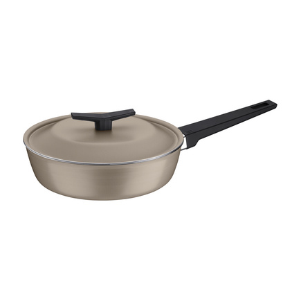 Frigideira Funda Tramontina Spezia Induction em Alumínio com Revestimento Interno e Externo em Antiaderente Starflon Excellent Areia com Tampa 24 cm