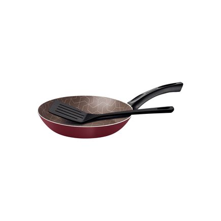 Frigideira Tramontina Paris em Alumínio com Revestimento Interno e Externo em Antiaderente Starflon Max Vermelho com Espátula de Nylon 18 cm 0,6 L