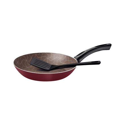 Frigideira Tramontina Paris em Alumínio com Revestimento Interno e Externo em Antiaderente Starflon Max Vermelho com Espátula de Nylon 24 cm 1,2 L
