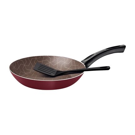 Frigideira Tramontina Paris em Alumínio com Revestimento Interno e Externo em Antiaderente Starflon Max Vermelho com Espátula de Nylon 28 cm 2,0 L