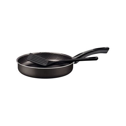Frigideira Reta Tramontina Paris em Alumínio com Revestimento Interno e Externo em Antiaderente Starflon Max Chumbo com Espátula de Nylon 20 cm 1,4 L