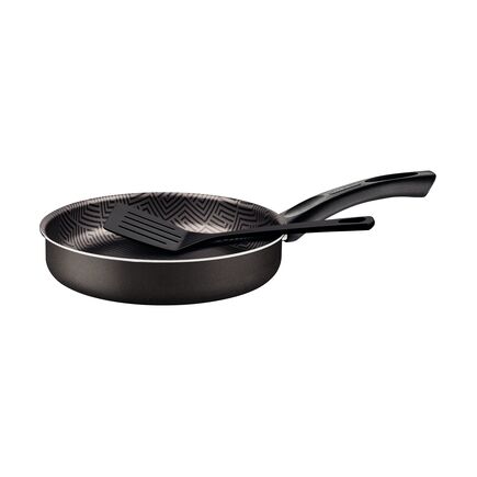 Frigideira Reta Tramontina Paris em Alumínio com Revestimento Interno e Externo em Antiaderente Starflon Max Chumbo com Espátula de Nylon 24 cm 2,0 L