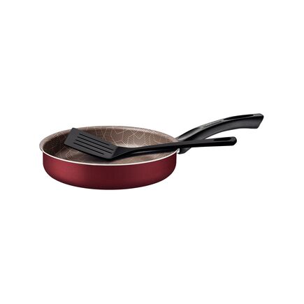 Frigideira Reta Tramontina Paris em Alumínio com Revestimento Interno e Externo em Antiaderente Starflon Max Vermelho com Espátula de Nylon 20 cm 1,4 L