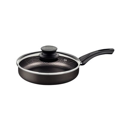 Frigideira Reta Tramontina Paris em Alumínio com Revestimento Interno e Externo em Antiaderente Starflon Max Chumbo com Tampa de Vidro 22 cm 1,7 L