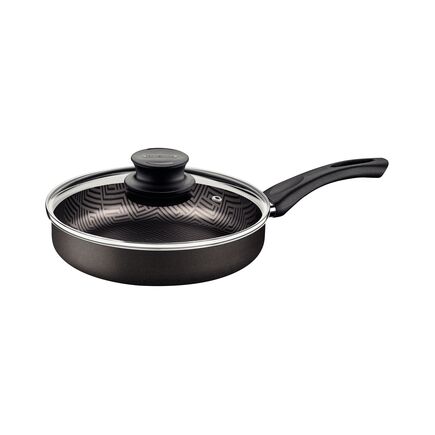 Frigideira Reta Tramontina Paris em Alumínio com Revestimento Interno e Externo em Antiaderente Starflon Max Chumbo com Tampa de Vidro 24 cm 2,0 L
