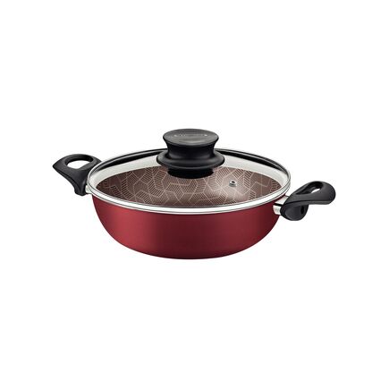 Fritadeira Multiuso Tramontina Paris em Alumínio com Revestimento Interno e Externo em Antiaderente Starflon Max Vermelho com Tampa de Vidro 24 cm 2,8 L