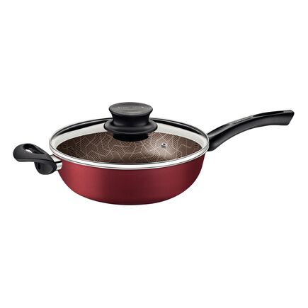 Fritadeira Multiuso Tramontina Paris em Alumínio com Revestimento Interno e Externo em Antiaderente Starflon Max Vermelho com Tampa de Vidro 26 cm 3,6 L