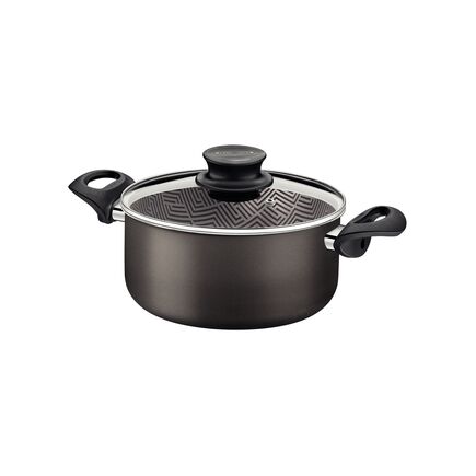 Caçarola Tramontina Paris em Alumínio com Revestimento Interno e Externo em Antiaderente Starflon Max Chumbo com Tampa de Vidro 20 cm 2,9 L